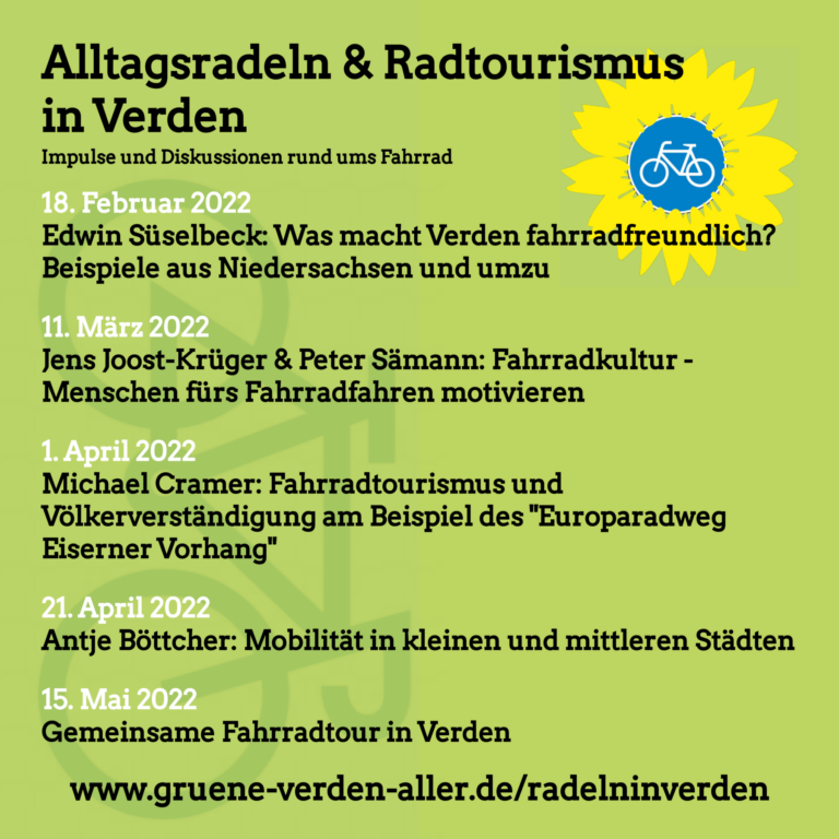 Veranstaltungsreihe: Alltagsradeln und Radtourismus in Verden