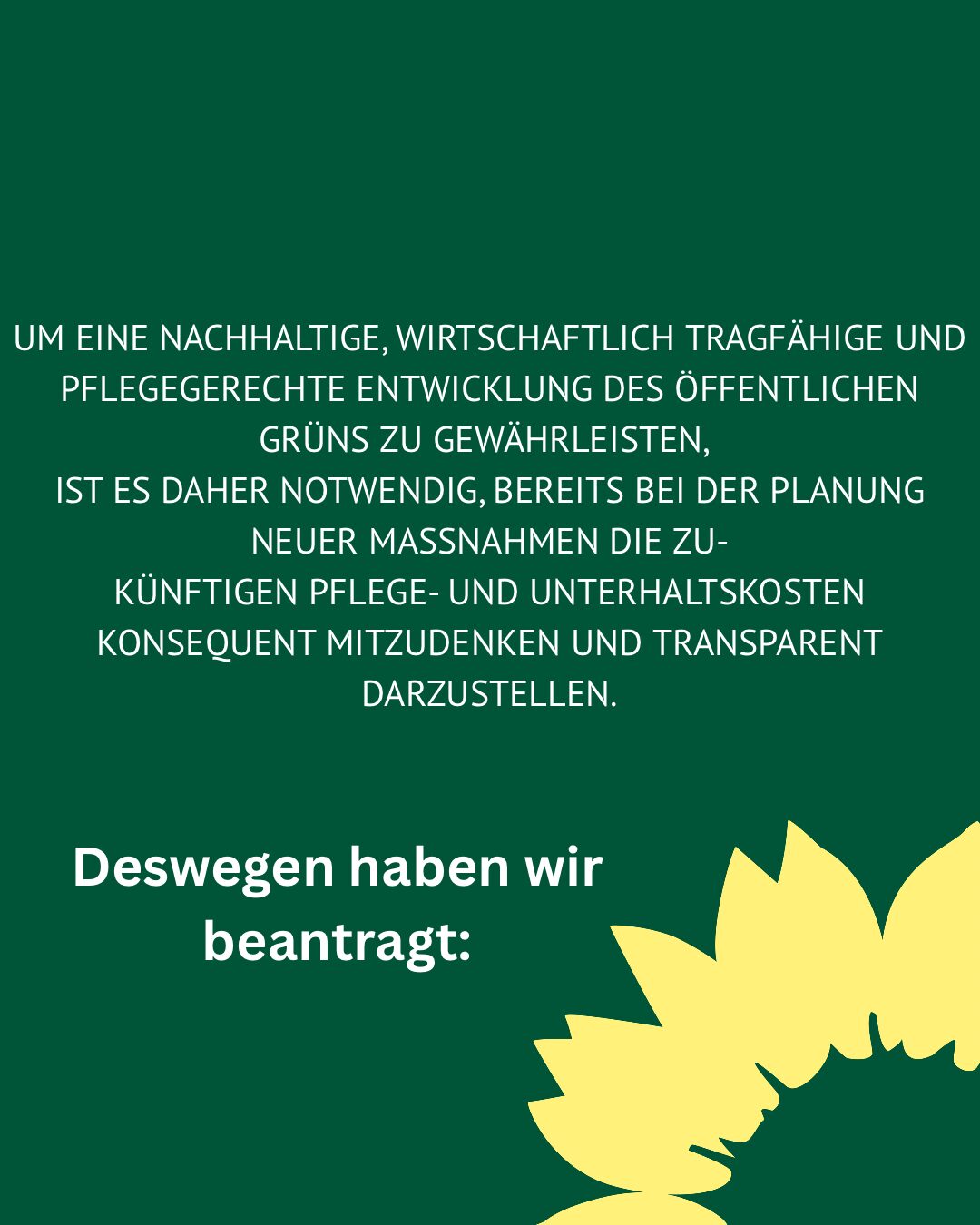 Antrag Folgekostenermittlung bei Gruenflaechenplanungen
